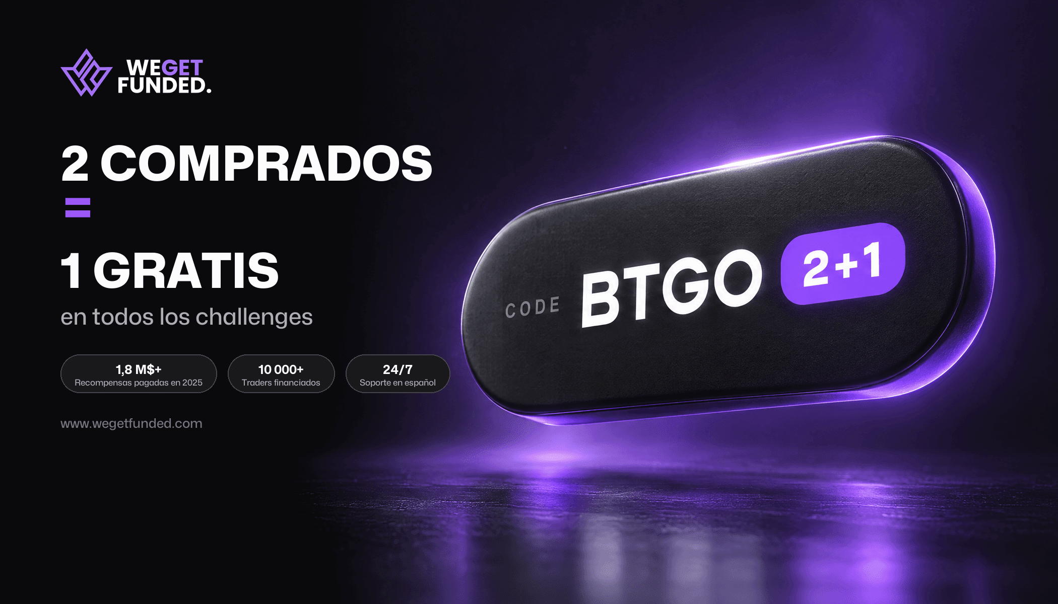 Compra 2 challenges y llévate 1 gratis con el código promocional BTGO