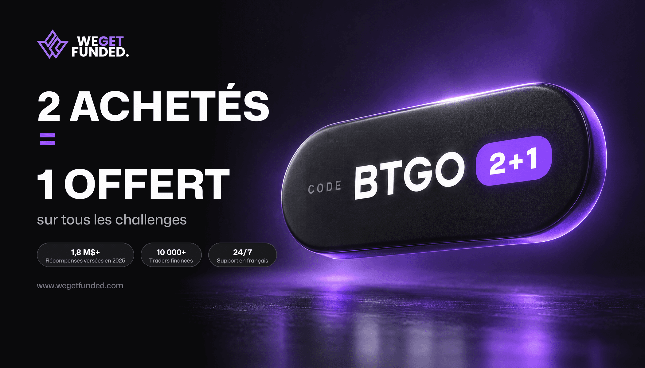 Offre 2 challenges achetés, 1 offert avec le code promo BTGO